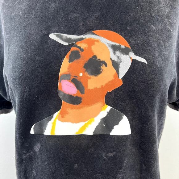 By Dwight O'neal J. Gray Tupac Reverse Red Crop Top Crew Neck Tee Size Large L - Picture 10 of 11
